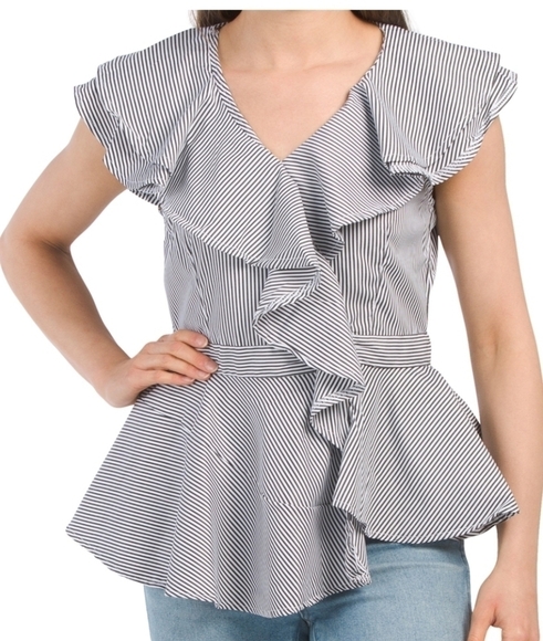 Dalin Ruffle Stripe Top - Picture 1 of 12